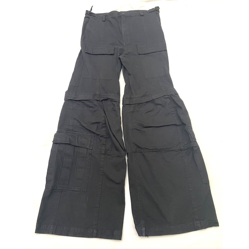 Balenciaga Flared Cargo Pants Unisex Large Black 34x34 Ripstop Convertible
